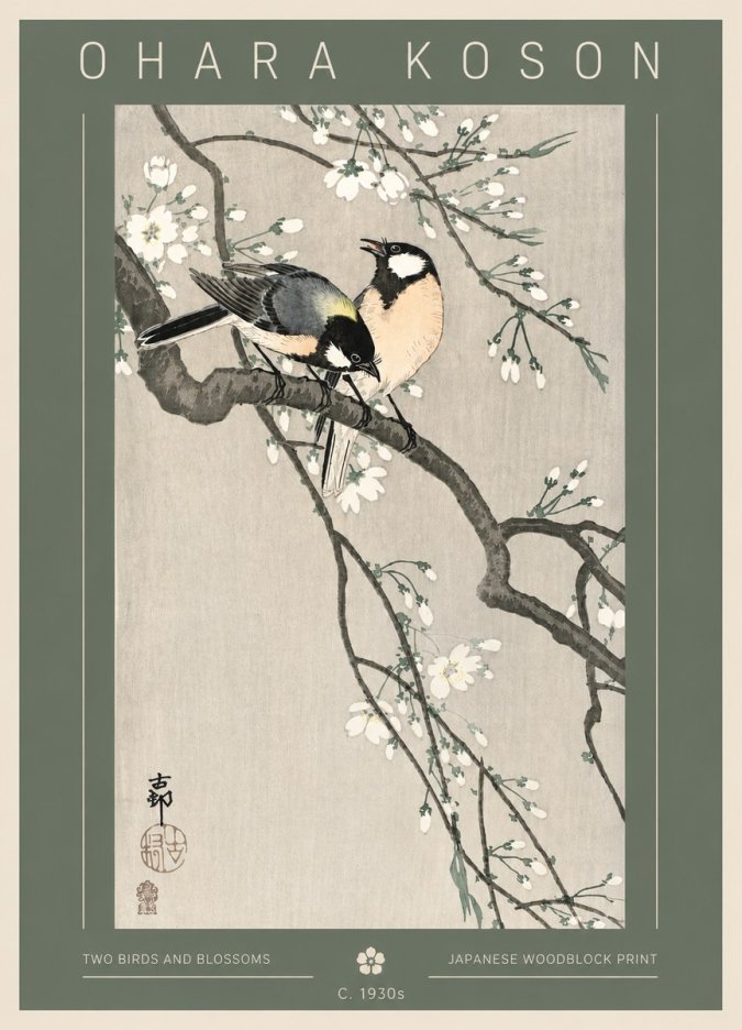 Ohara Koson Two Birds and Blossoms I No3 - Póster