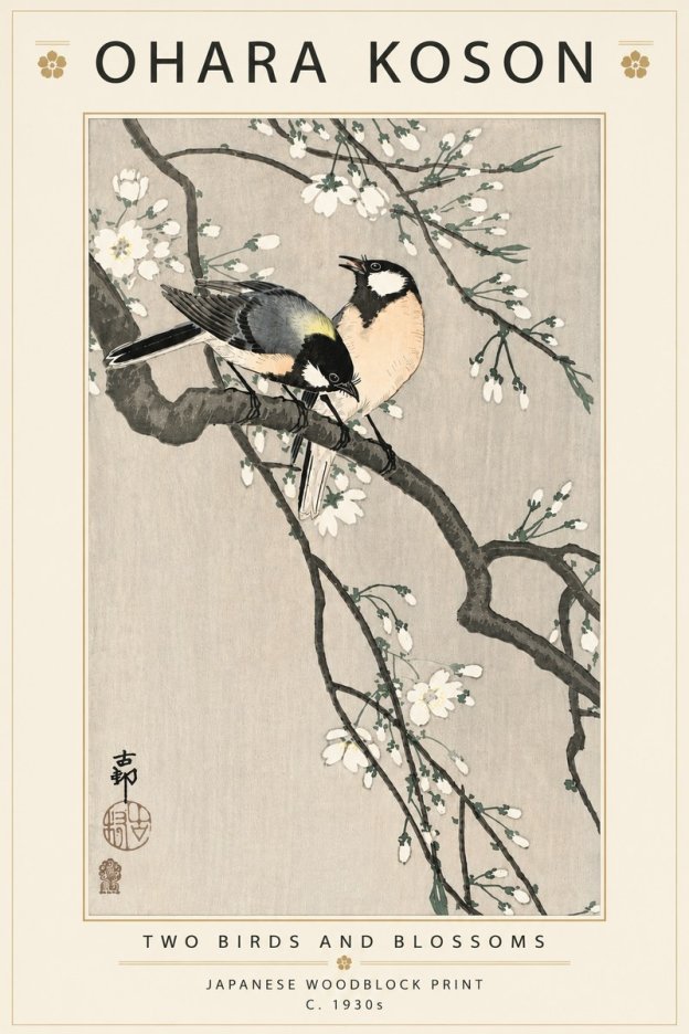 Ohara Koson Two Birds and Blossoms I No5 - Póster