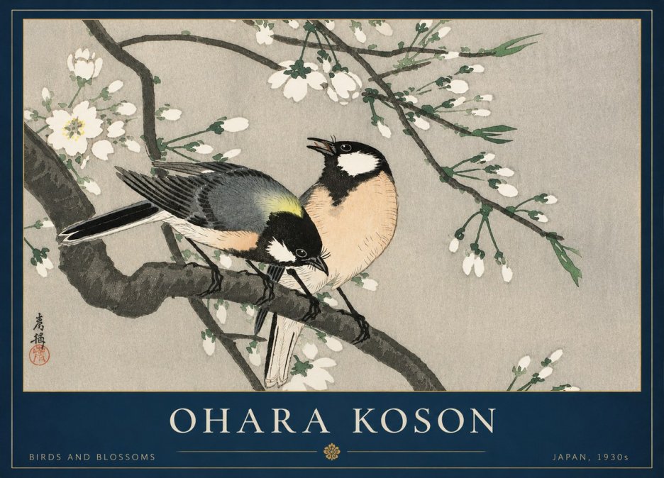 Ohara Koson Birds and Blossoms No3 - Póster