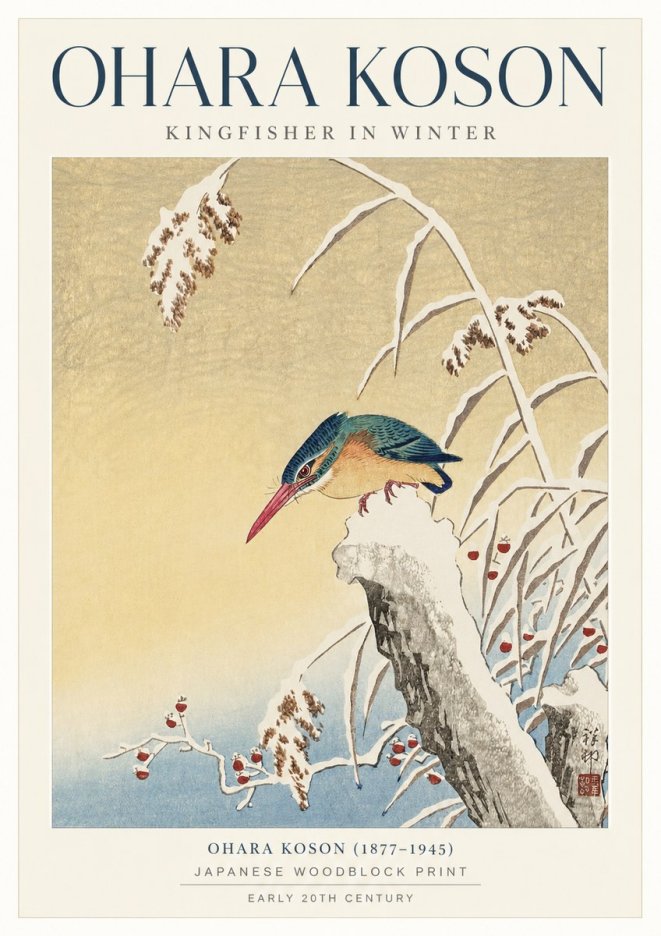 Ohara Koson Kingfisher in Winter I No1 - Póster