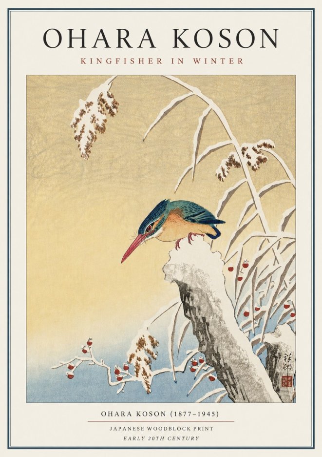 Ohara Koson Kingfisher in Winter I No3 - Póster