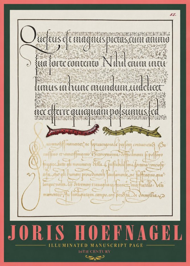 Joris Hoefnagel Illuminated Manuscript Page I No2 - Póster