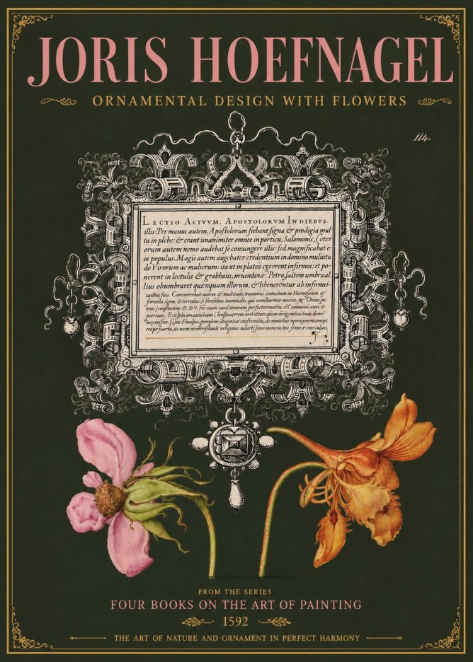 Joris Hoefnagel Ornament and Botanical Study No5 - Póster