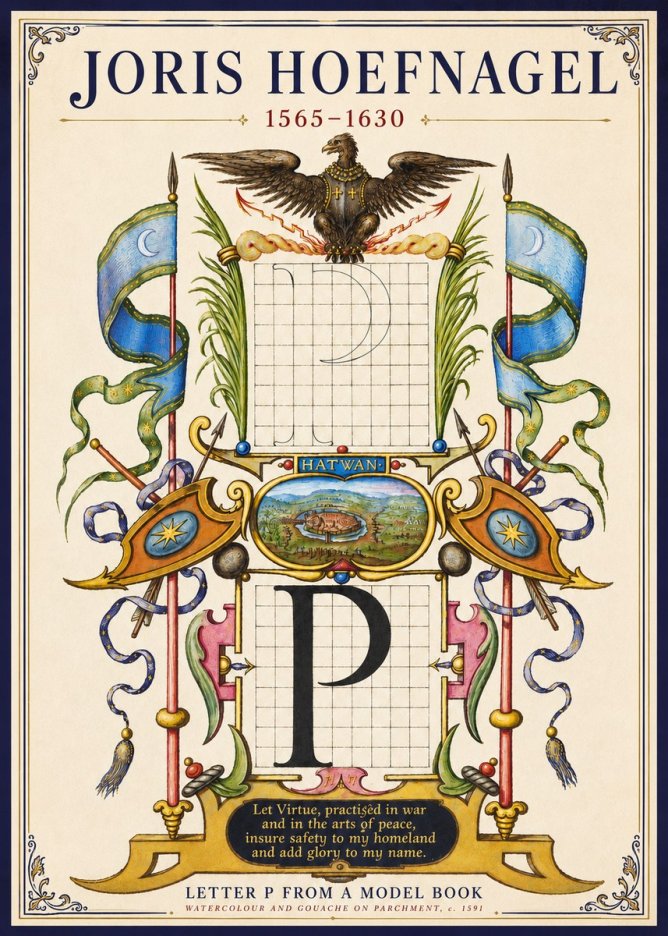 Joris Hoefnagel Letter P from a Model Book No3 - Póster