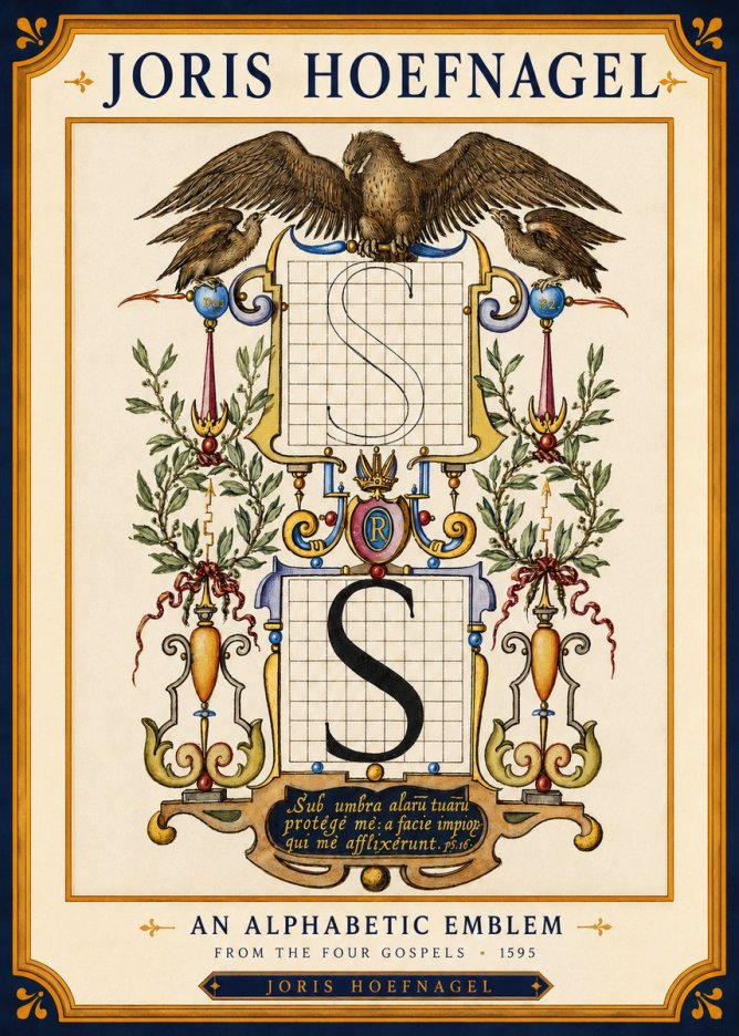 Joris Hoefnagel An Alphabetic Emblem from the Four Gospels No4 - Póster