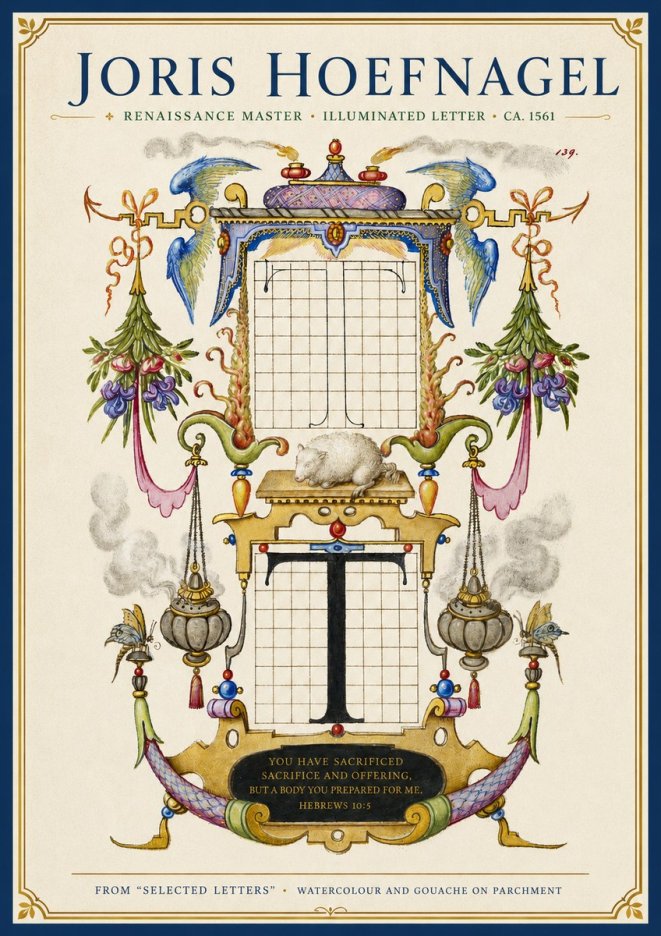 Joris Hoefnagel Letter T with Biblical Verse No4 - Póster