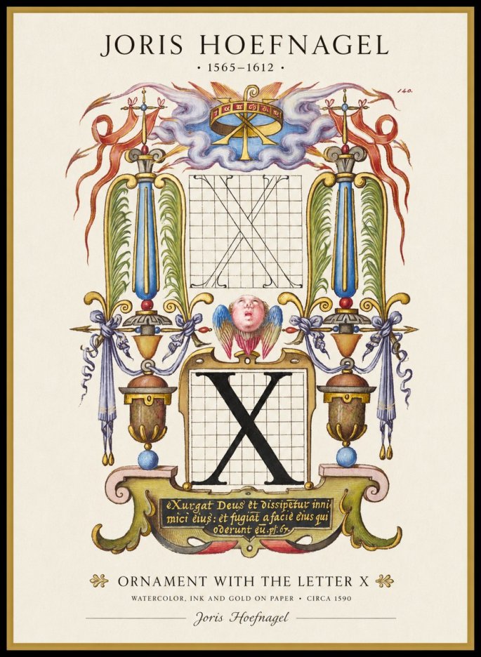 Joris Hoefnagel Ornament with the Letter X No1 - Póster