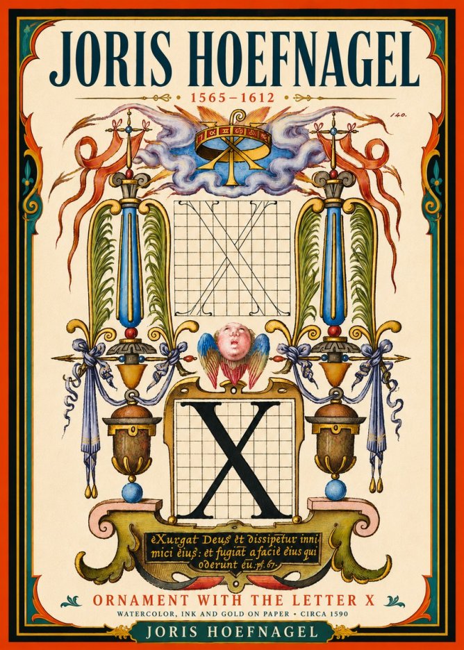Joris Hoefnagel Ornament with the Letter X No5 - Póster