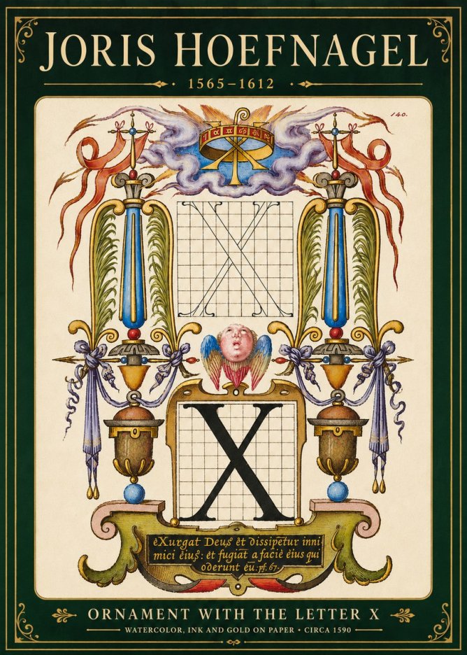 Joris Hoefnagel Ornament with the Letter X No6 - Póster