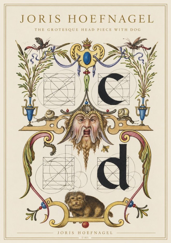 Joris Hoefnagel The Grotesque Head Piece with Dog No1 - Póster