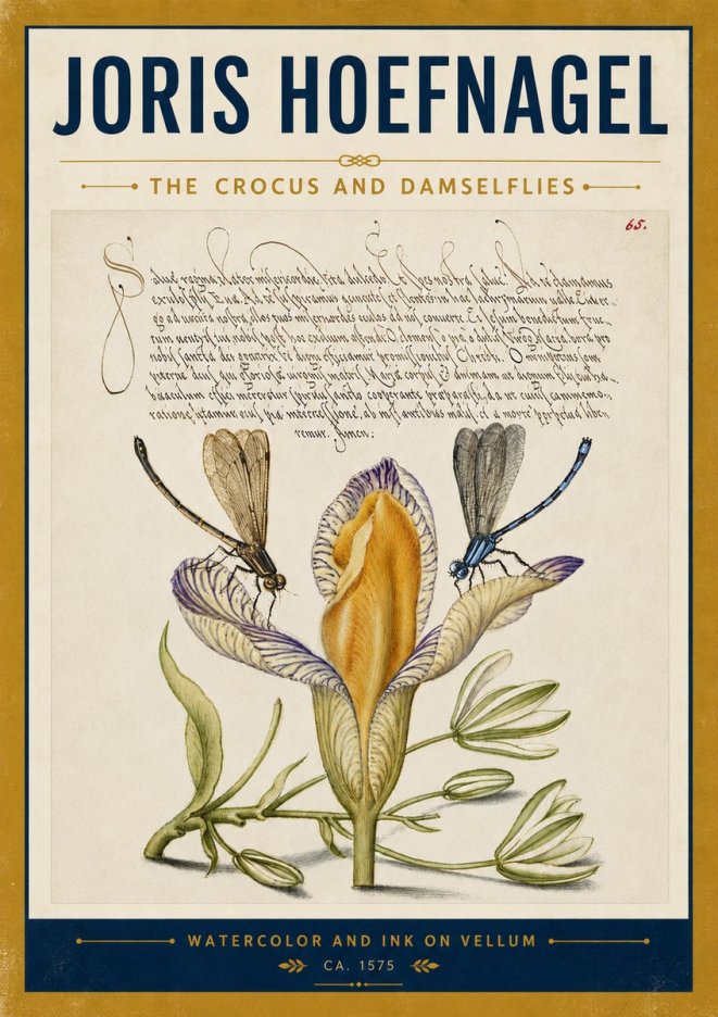 Joris Hoefnagel The Crocus and Damselflies No5 - Póster