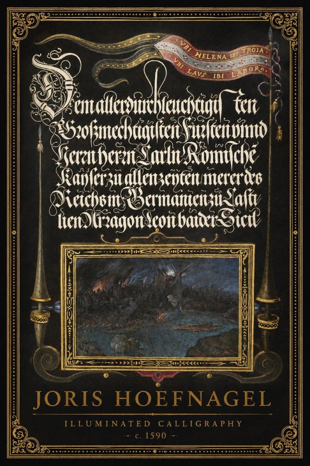 Joris Hoefnagel Illuminated Calligraphy No1 - Póster