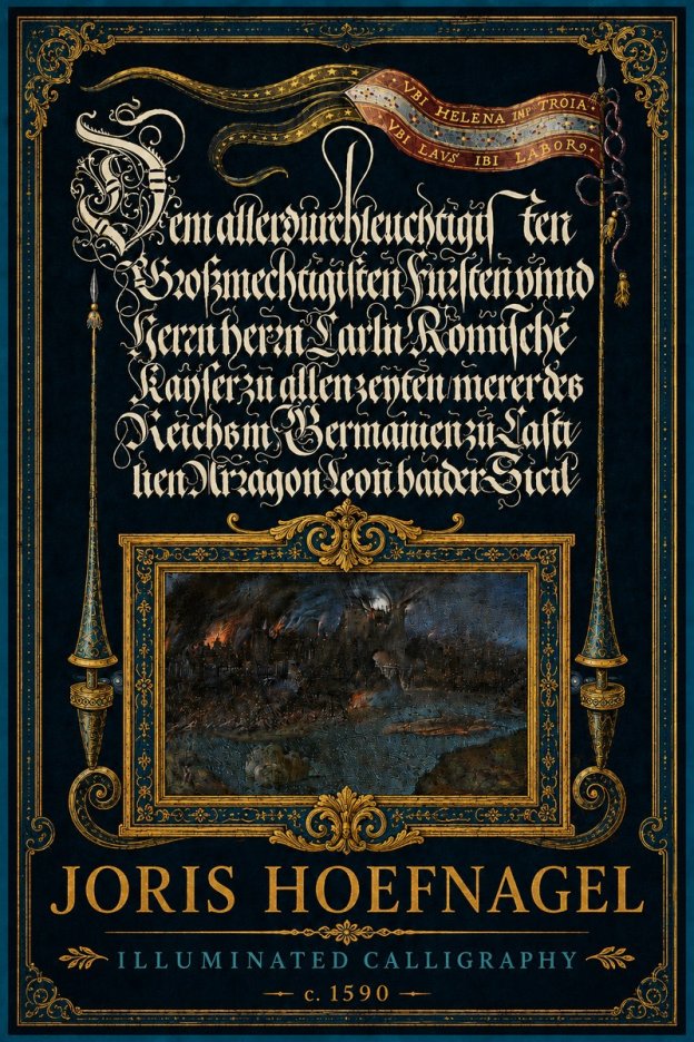 Joris Hoefnagel Illuminated Calligraphy No5 - Póster
