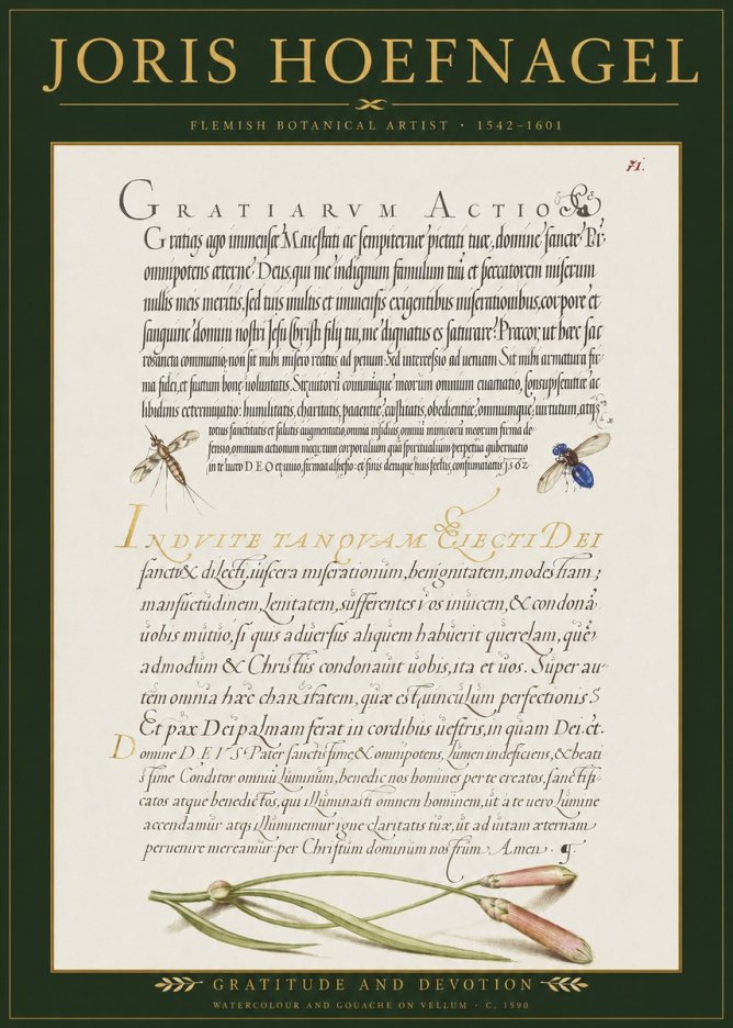 Joris Hoefnagel Thanksgiving to God • Institute for Botanical Studies No3 - Póster