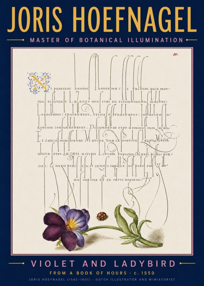 Joris Hoefnagel Violet and Ladybird No5 - Póster