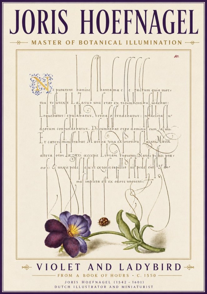 Joris Hoefnagel Violet and Ladybird No6 - Póster