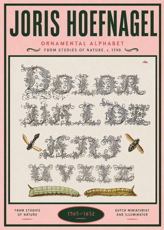 Joris Hoefnagel Ornamental Alphabet from Studies of Nature No4 - Póster