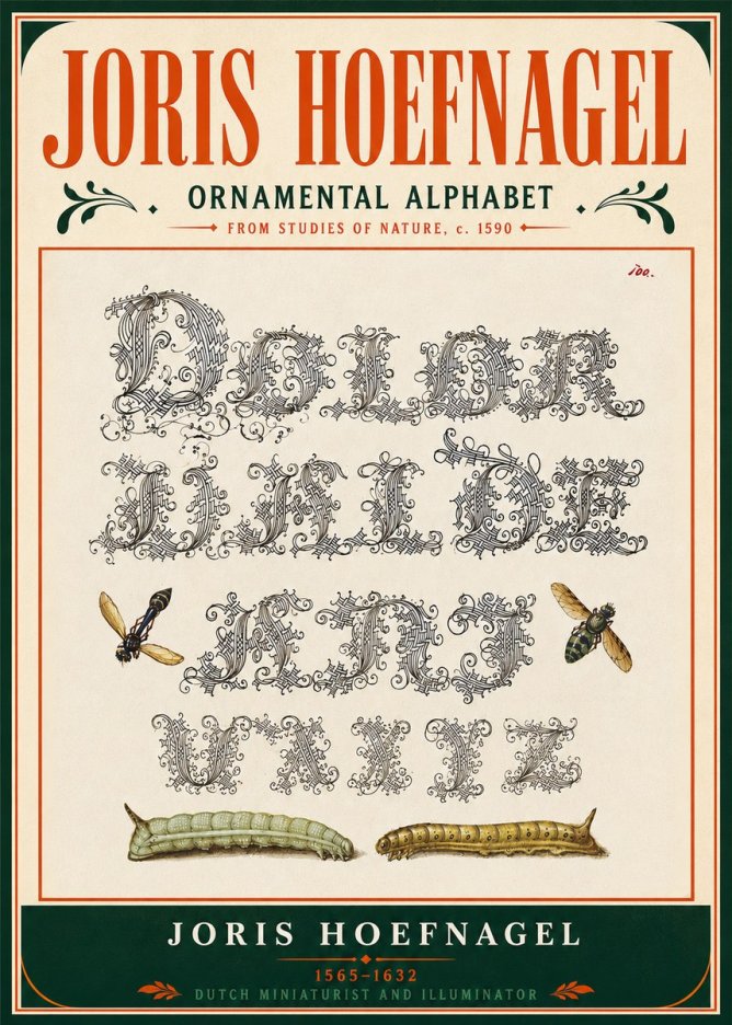 Joris Hoefnagel Ornamental Alphabet from Studies of Nature No5 - Póster