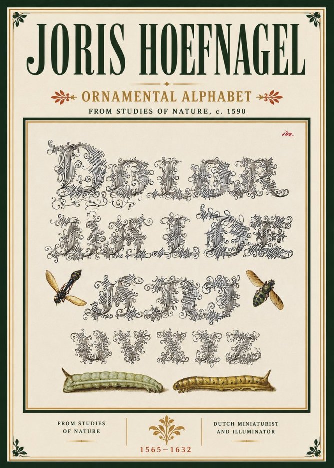 Joris Hoefnagel Ornamental Alphabet from Studies of Nature No6 - Póster