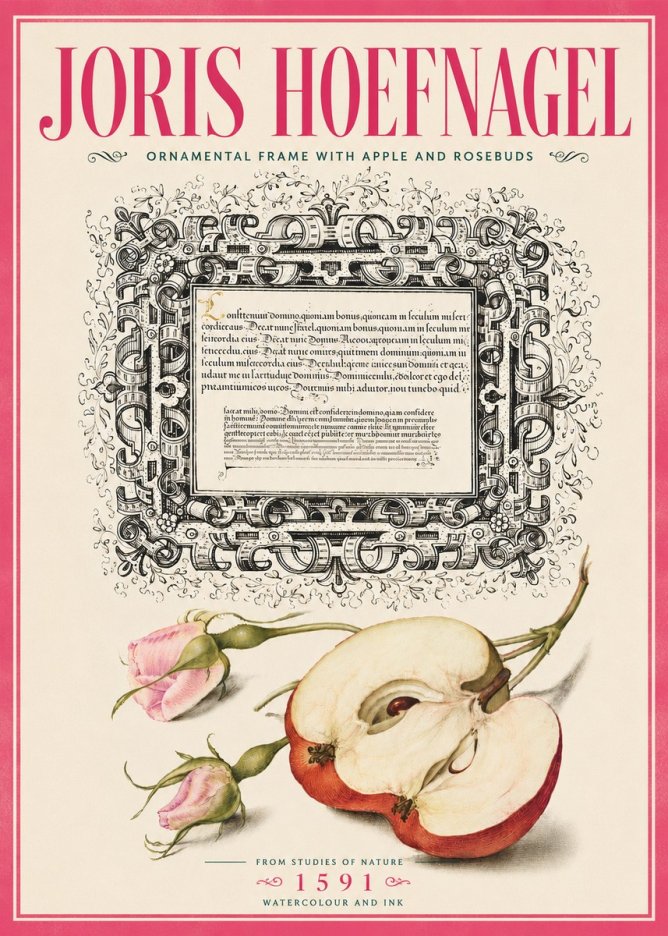 Joris Hoefnagel Illuminated Calligraphy and Botanical Study No6 - Póster