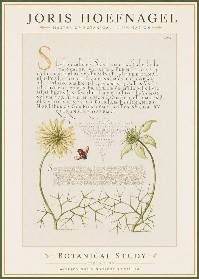 Joris Hoefnagel Botanical Study with Insect No2 - Póster