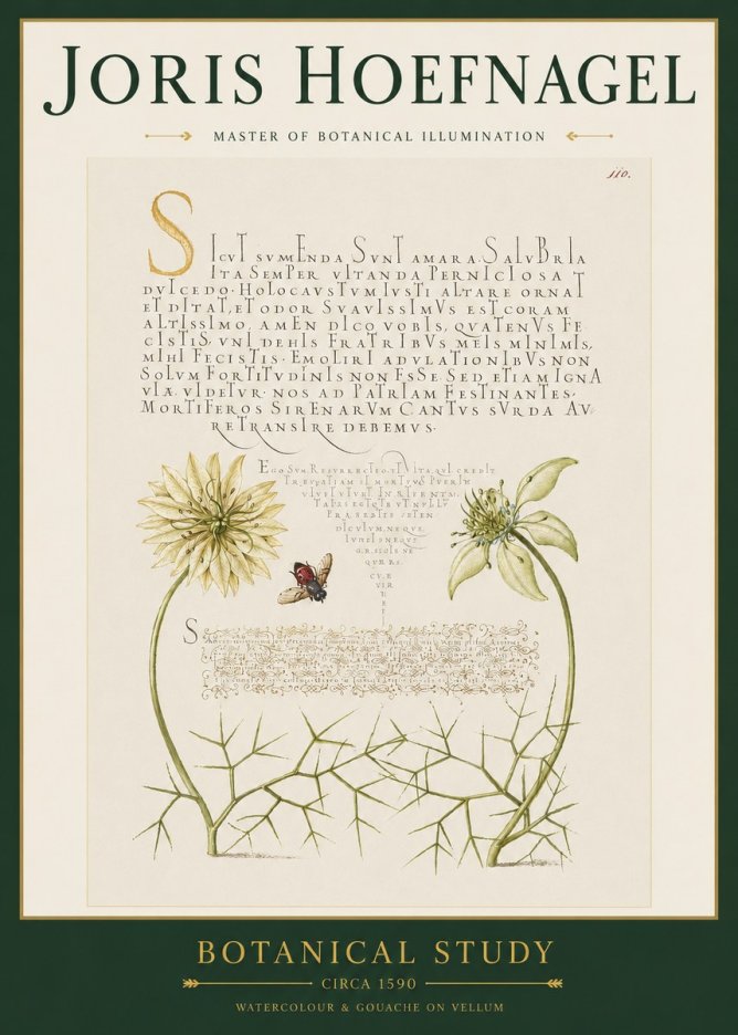 Joris Hoefnagel Botanical Study with Insect No3 - Póster