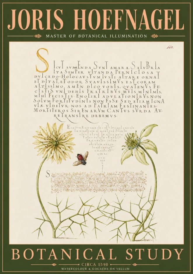 Joris Hoefnagel Botanical Study with Insect No6 - Póster