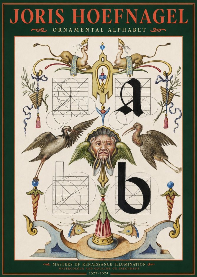 Joris Hoefnagel Ornamental Alphabet No2 - Póster
