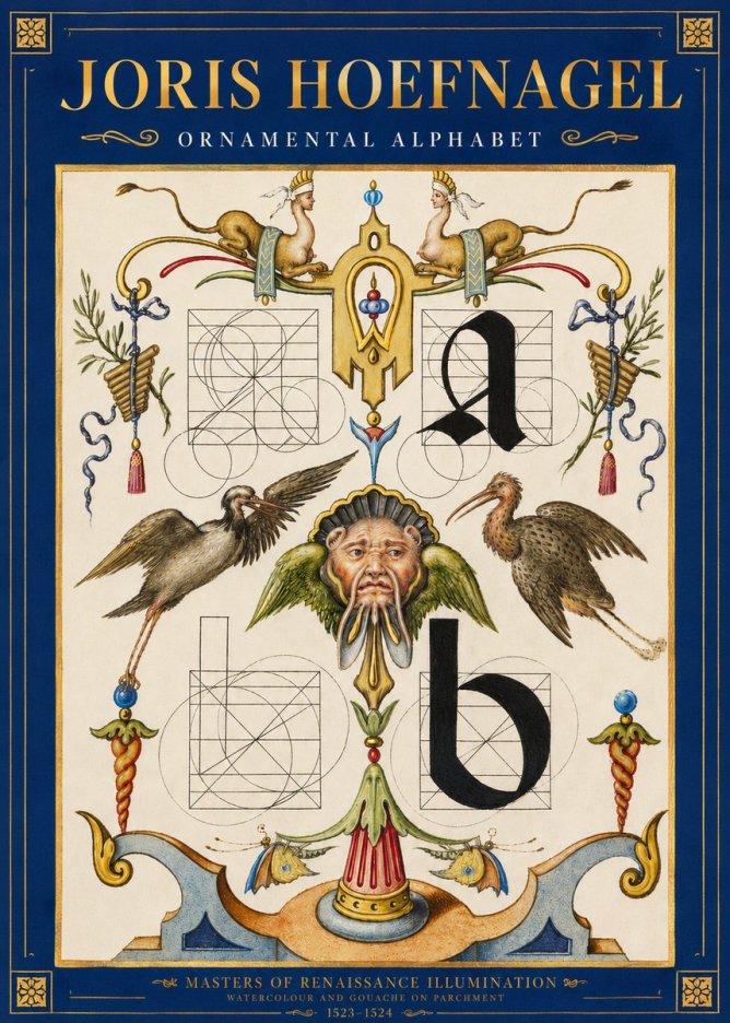 Joris Hoefnagel Ornamental Alphabet No3 - Póster