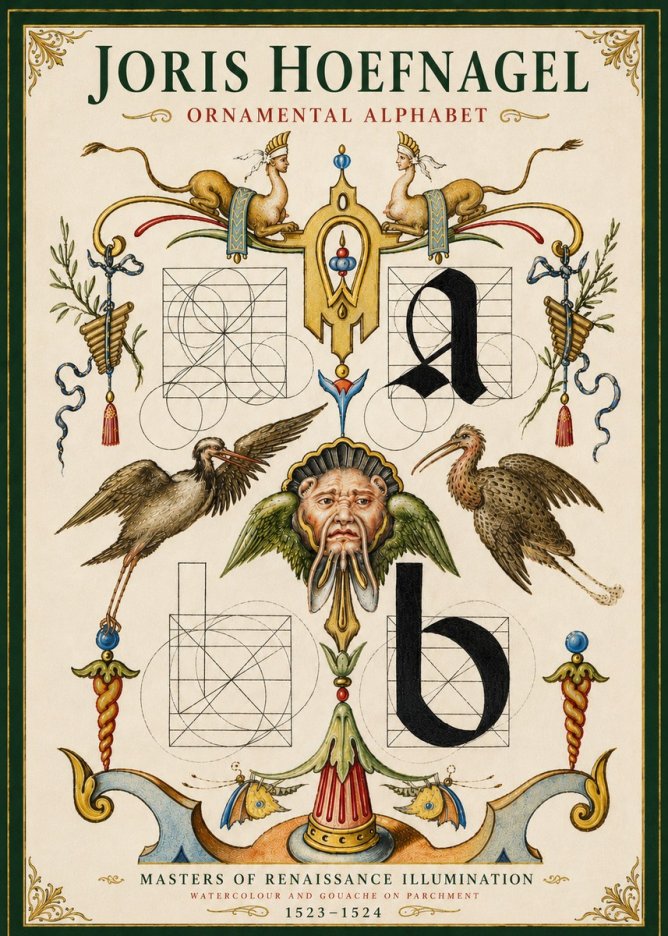 Joris Hoefnagel Ornamental Alphabet No5 - Póster