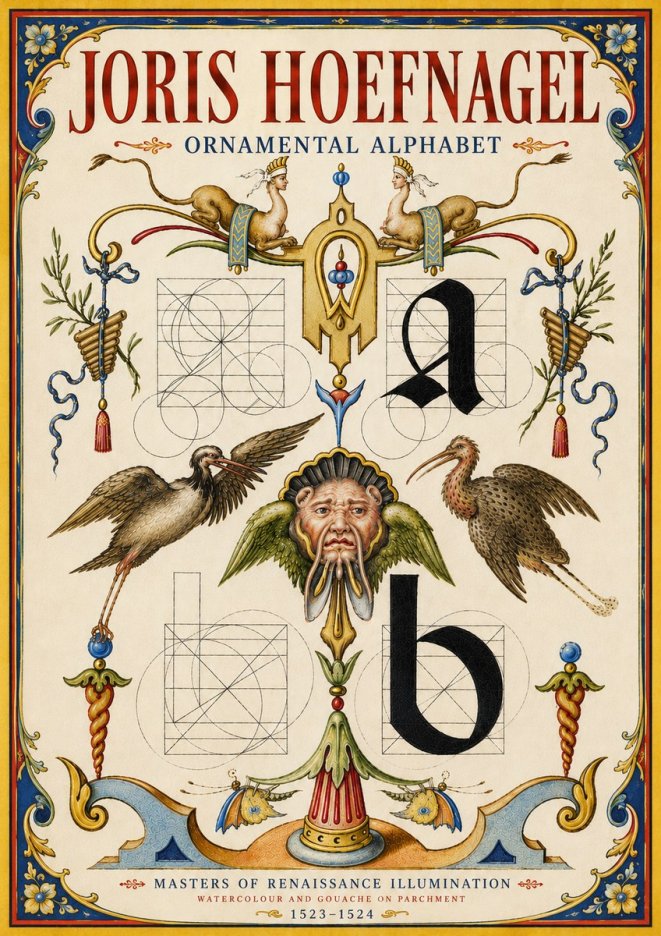 Joris Hoefnagel Ornamental Alphabet No6 - Póster