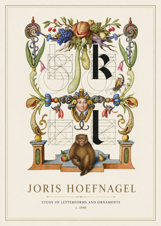 Joris Hoefnagel Study of Letterforms and Ornaments No1 - Póster