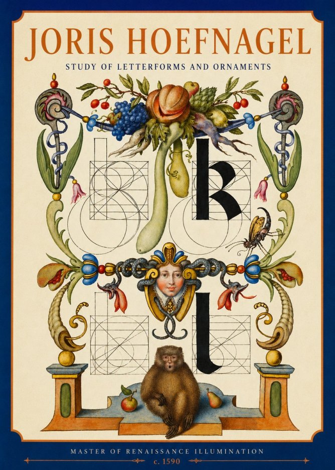 Joris Hoefnagel Study of Letterforms and Ornaments No2 - Póster