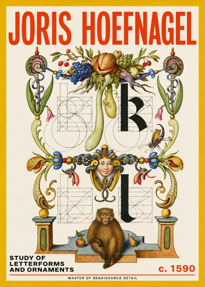 Joris Hoefnagel Study of Letterforms and Ornaments No5 - Póster