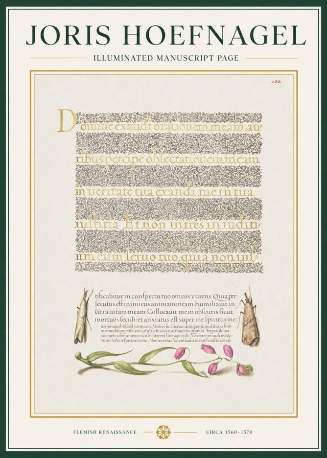 Joris Hoefnagel Illuminated Manuscript Page II No1 - Póster