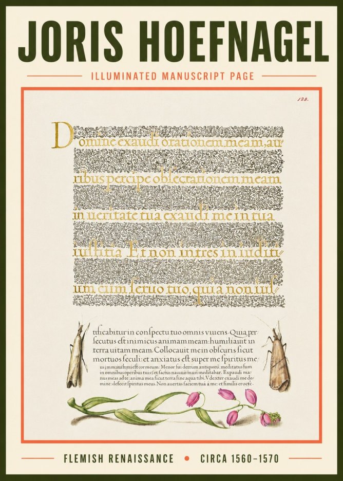 Joris Hoefnagel Illuminated Manuscript Page II No3 - Póster
