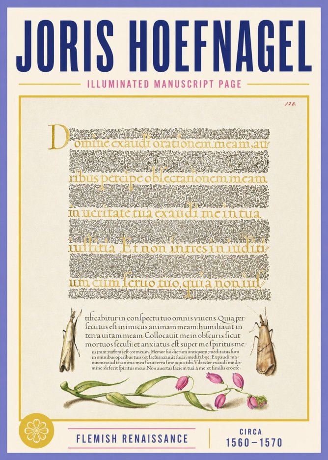 Joris Hoefnagel Illuminated Manuscript Page II No4 - Póster