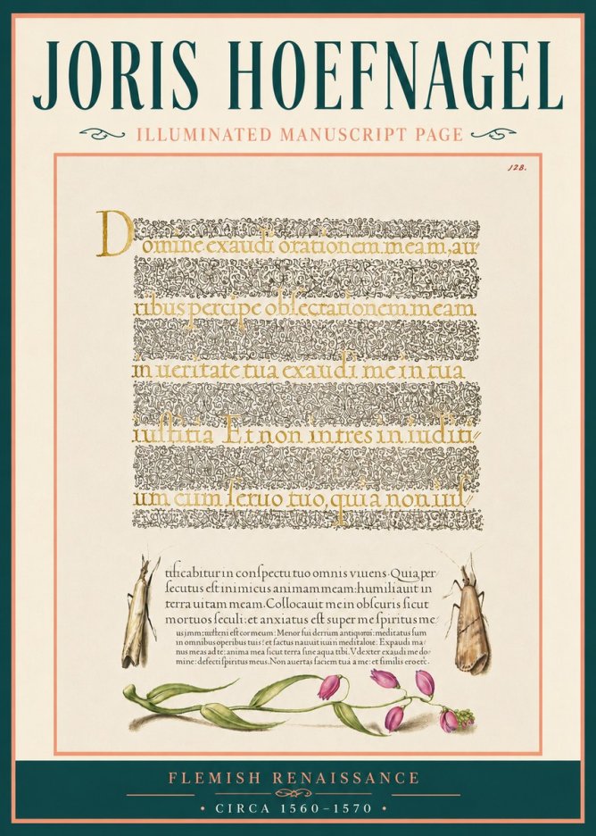 Joris Hoefnagel Illuminated Manuscript Page II No5 - Póster