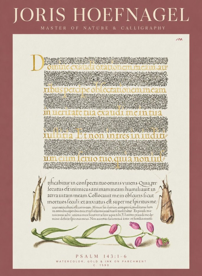 Joris Hoefnagel Illuminated Manuscript Page II No6 - Póster