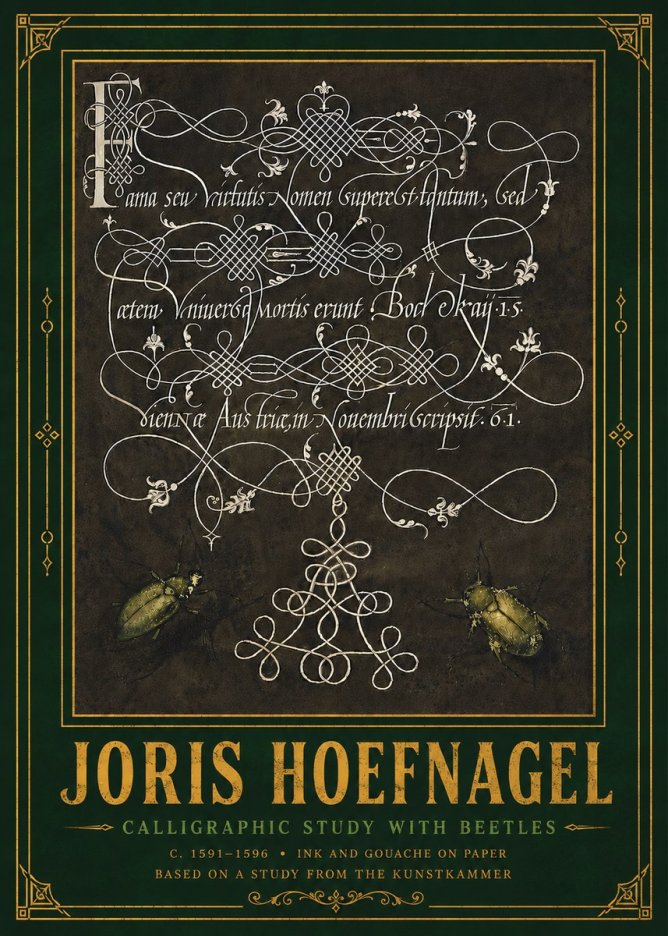 Joris Hoefnagel Calligraphic Study with Beetles No6 - Póster