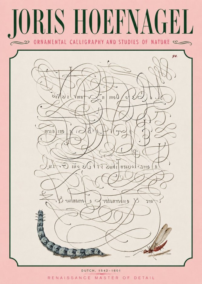 Joris Hoefnagel Ornamental Calligraphy and Studies of Nature No3 - Póster