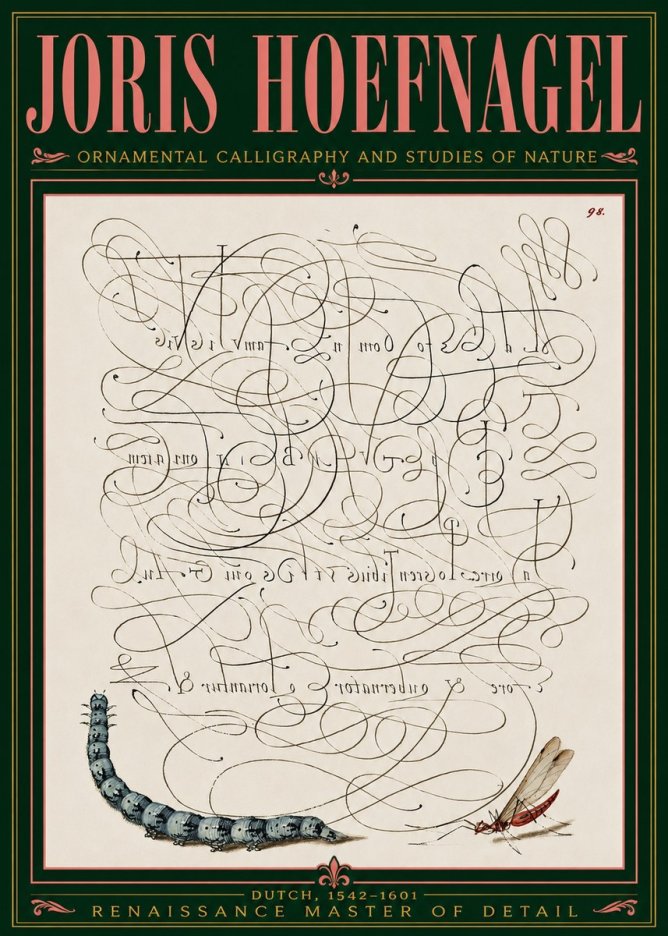 Joris Hoefnagel Ornamental Calligraphy and Studies of Nature No5 - Póster