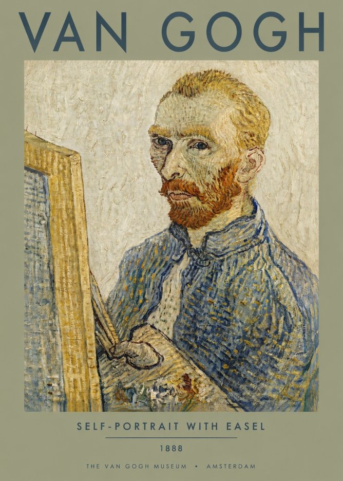 Van Gogh Self-portrait with Easel I No3 - Póster