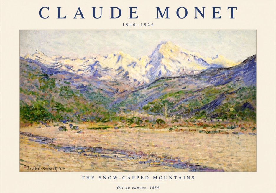 Monet The Snow-capped Mountains No3 - Póster