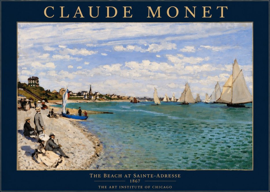 Monet The Beach at Sainte-adresse IV No2 - Póster