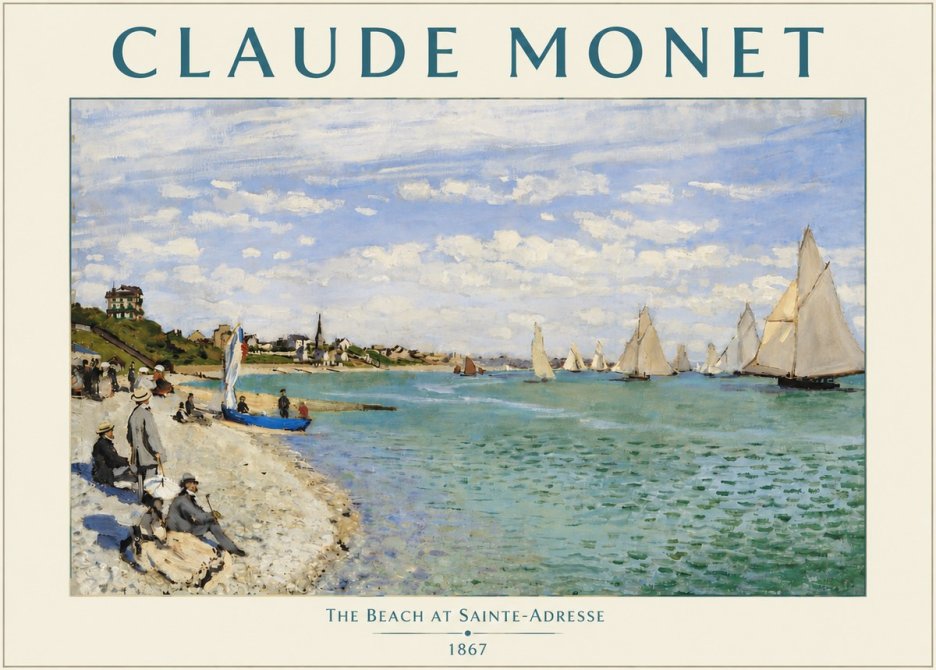 Monet The Beach at Sainte-adresse IV No4 - Póster