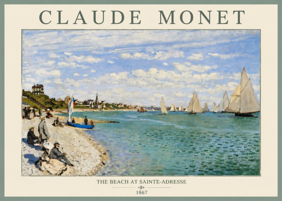Monet The Beach at Sainte-adresse IV No6 - Póster