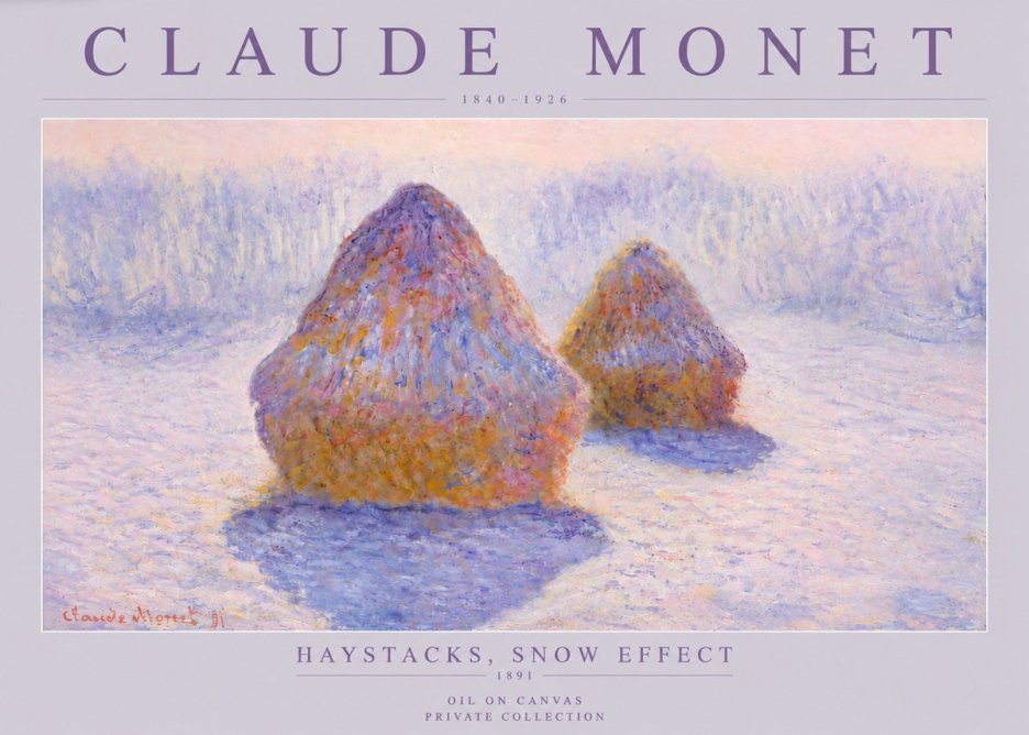 Monet Haystacks, Snow Effect No4 - Póster