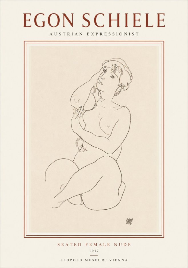 Schiele Seated Female Nude No1 - Póster