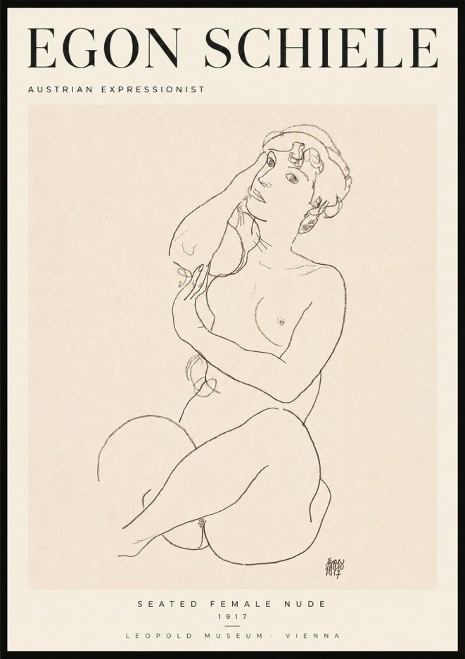 Schiele Seated Female Nude No2 - Póster